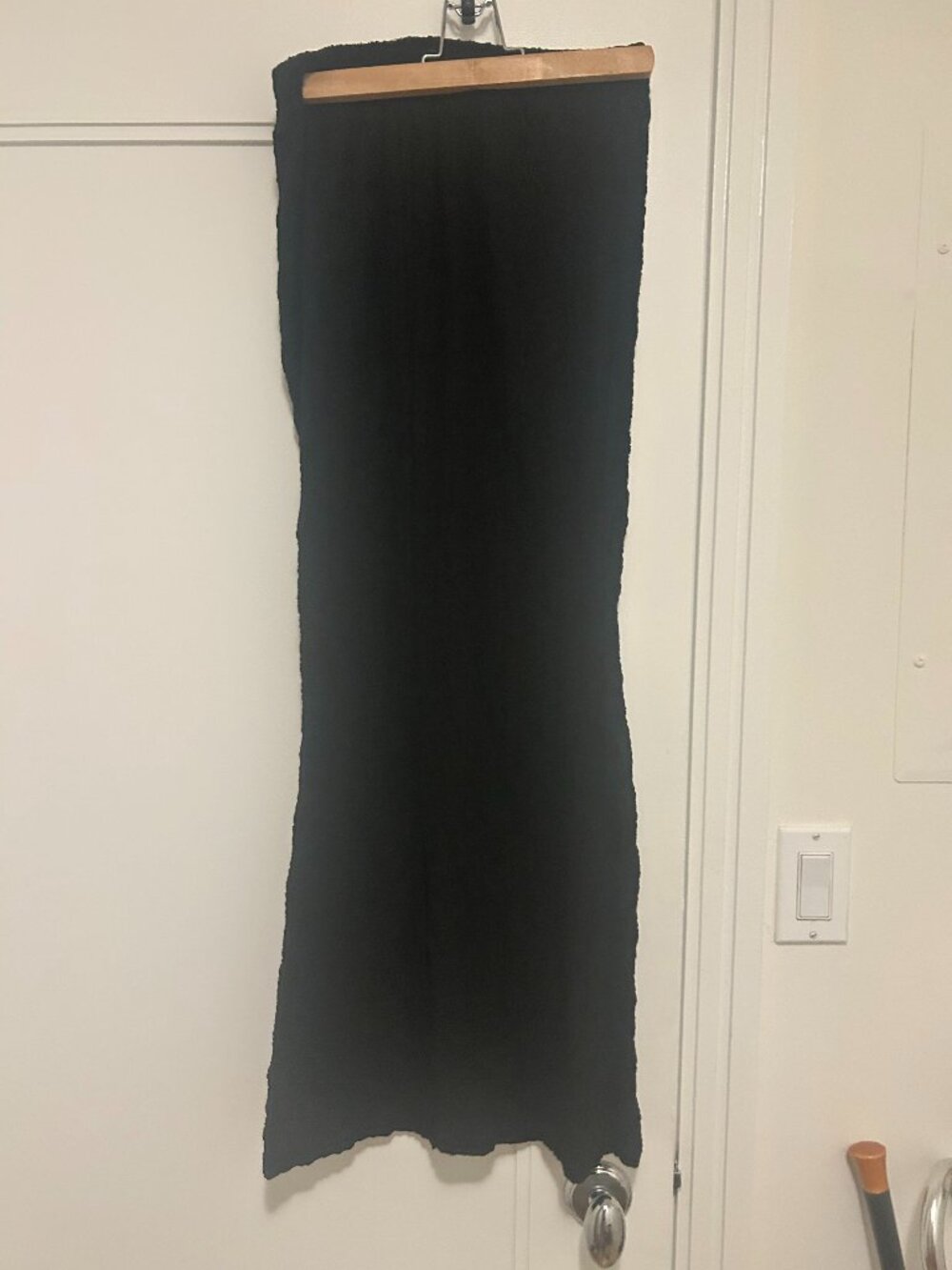 Black Pleated Maxi Skirt by Cider; Medium
